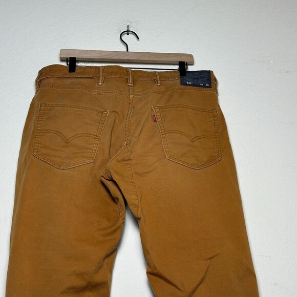 Levi 511 Brown Denim Jean Pant Men 38x30 Black Label Workwear Slim Straight - Picture 7 of 12